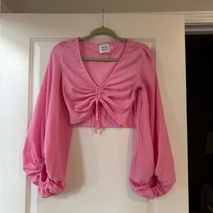 Hello Molly Vibrant Pink Ruched Blouse